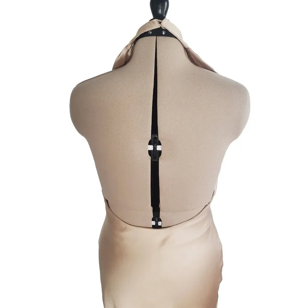 Show Me Your Mumu Women’s Maxi Dress Medium Champagne Luxe Satin Halter Backless - Picture 6 of 11